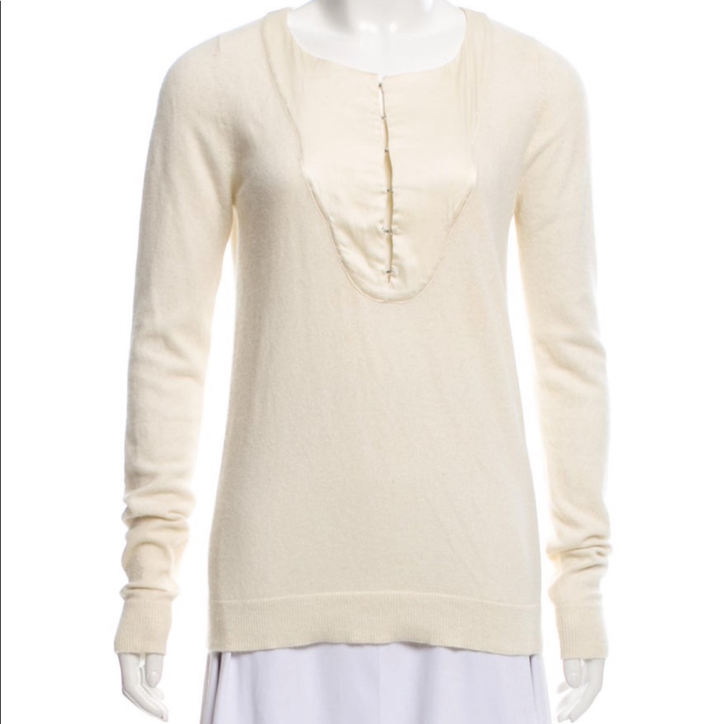 Joseph Cashmere Angora Sweater Ivory M Euc